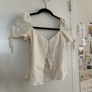 Reformation White Button Crop Top